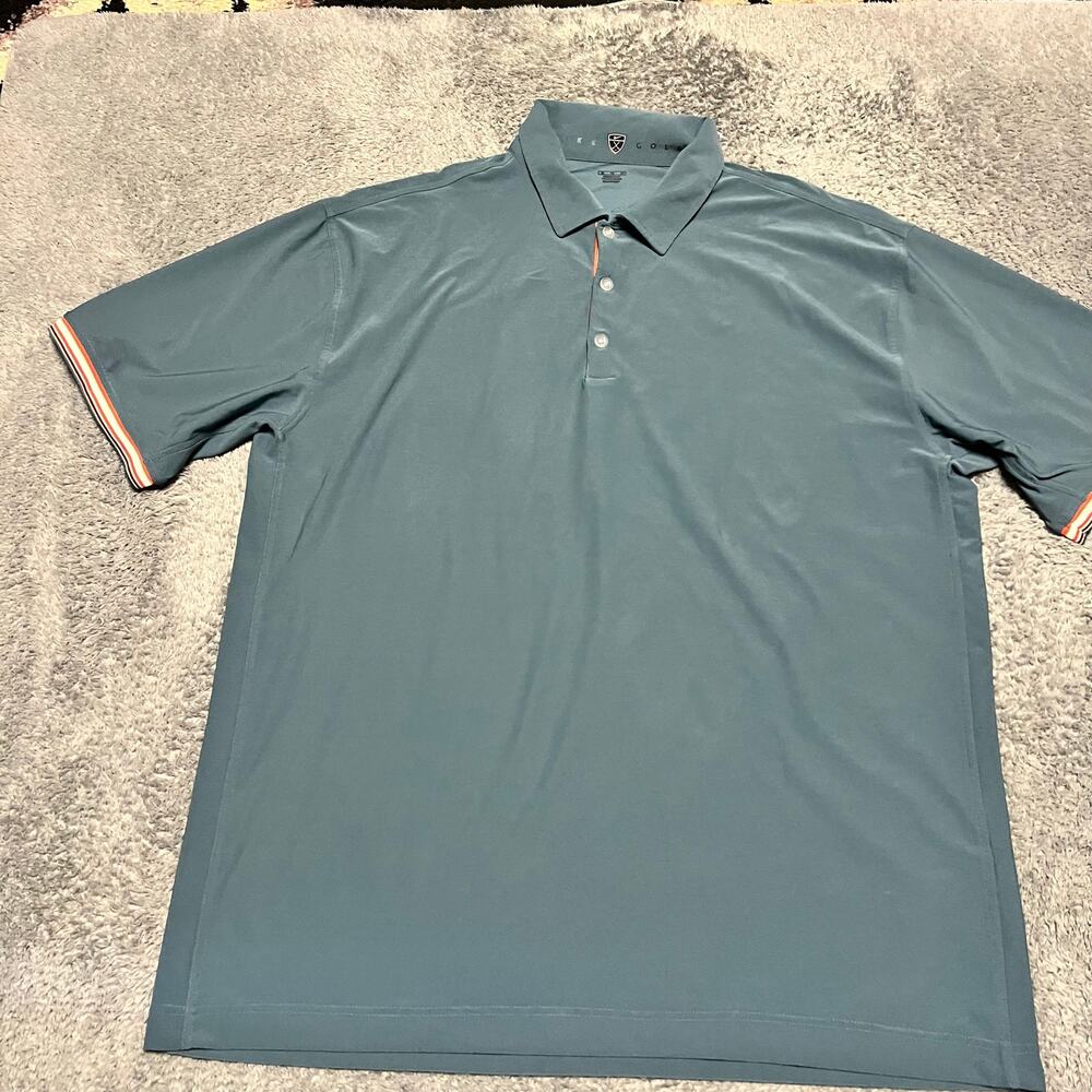 Nike Golf Polo Shirt Mens XL Green Performance Striped Cuff